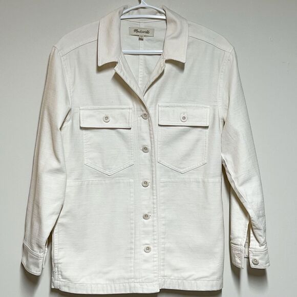 NWOT Madewell Drakefield Shirt-Jacket Shacket in Ecru Womens Sz XXS - Picture 3 of 8
